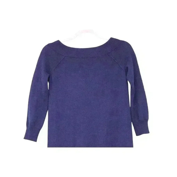 Cashmere Sweater Dress Size Small Bodycon 3/4 Sleeve Blue Purple Stretch Knit - Picture 8 of 11